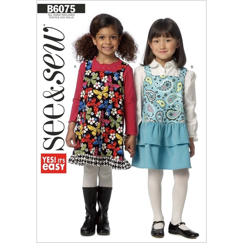 Butterick See and Sew Sewing Pattern 6075 Jumper Dress Girls Size 2-8